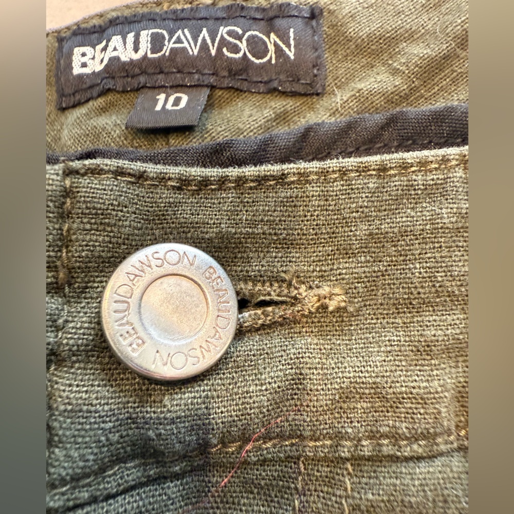 Beau Dawson Deep Olive Mid to High Rise Bootcut Lightweight Jeans - Picture 4 of 9